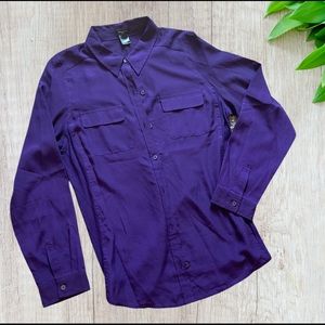 Purple Ann Taylor Button Down Blouse